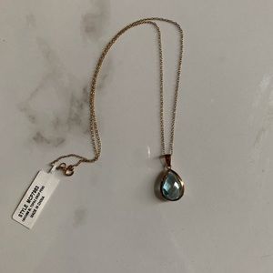 Genuine Topaz Drop Pendant - Gold Chain